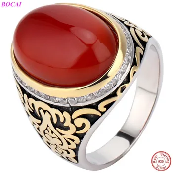BOCAI s925 šterlingov strieborné prstene pre mužov duté vyrezávané 925 silver mužov krúžok 2020 nové módne Thai strieborné prstene, šperky