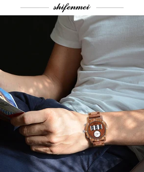 Shifenmei Dreva Hodinky pánske 2021 Pánske Quartz Hodinky Top Značky Luxusné Drevené Bicie Sledujte Muž Navi Náramkové hodinky Relogio Masculino
