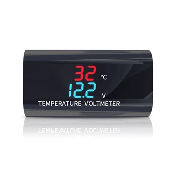 DC 12V LED Digitálny Teplotný Snímač Voltmeter 0.28 palcový Dual Display Termostat Napätie Meter Tester Pre Auto, Motocykel