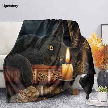 Upetstory Black Cat Vytlačené Plyšové Deka Módne Prikrývky, Dekorácie prehoz cez posteľ Bežné Fleece Hodiť Deka pre Dospelých, Deti