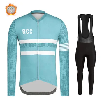 2020 RCC Zimné Thermal Fleece Cyklistické Oblečenie Mužov Long Sleeve Jersey Vyhovovali Teplé Bike MTB Oblečenie Náprsníkové Nohavice Nastaviť