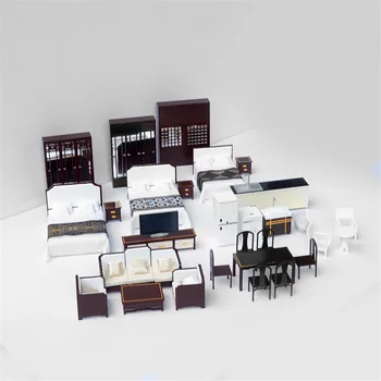Konštrukcia piesku tabuľka DIY model materiálu mini nábytok gauč posteľ, skrine, kuchynský stôl a stoličky Čínsky nábytok model 1:20