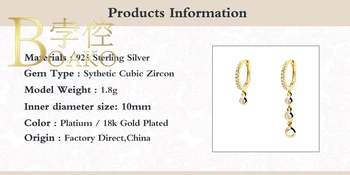 BOAKO 925 Sterling Silver Náušnice Visieť Náušnice Pre Ženy Drop kórejský Pendientes Crystal Aretes De plata Silver/Gold Šperky
