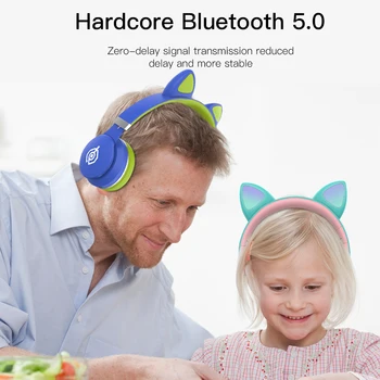 Dieťa Bluetooth slúchadlá slúchadlá pre počítač xiao s mikrofónom Podpora TF kariet Nové Žiariace ružová bezdrôtové slúchadlá