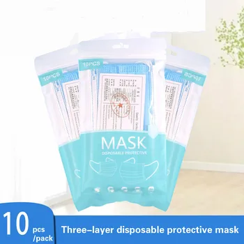 10pcs/veľa Disposable Non-tkané Taveniny Fúkané Masku na Tvár Tri vrstvy Earloops Úst Maska Proti Prachu Antibakteriálne Masky Pre Denné