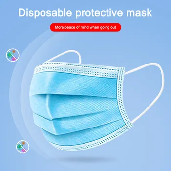 10pcs/veľa Disposable Non-tkané Taveniny Fúkané Masku na Tvár Tri vrstvy Earloops Úst Maska Proti Prachu Antibakteriálne Masky Pre Denné