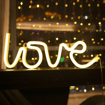 Láska Neónové Svetlá LED list Lásky Tvar Spoveď valentínske návrh svadobné party Dekorácie, Osvetlenie, Batérie, USB LED svetlo