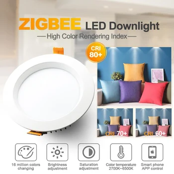 GLEDOPTO LED Downlight 220V 110V 230V AC Zigbee Svetlo Odkaz RGBCCT Smart Home Stmievateľné Žiarovka 6W 9W 12W Downlight SmartThing Echo
