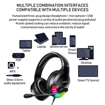 Profesionálne Herné Headset Hráč Slúchadlá Basy Priestorový Zvuk na Počítači PS4 PC Káblové Slúchadlá, 3.5 mm S Mic LED Svetlo Teplej