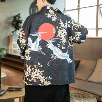 Japonské kimono cardigan mužov yukata Japonský oblečenie bunda Haori muž samuraj kostým Japonských mužov kimono tradičné FF001