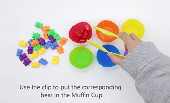 1 Nastavte Skladaný Poháre S Počítanie Medveďov - Montessori Rainbow Párové Vzdelávania Hračky Učiť Deti Farby Najrôznejších Hračiek