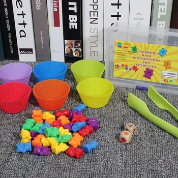 1 Nastavte Skladaný Poháre S Počítanie Medveďov - Montessori Rainbow Párové Vzdelávania Hračky Učiť Deti Farby Najrôznejších Hračiek