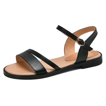 Hovädzie kože sandále dámske topánky žena letné byt sandále dámske členkové topánky veľkosť 34-43