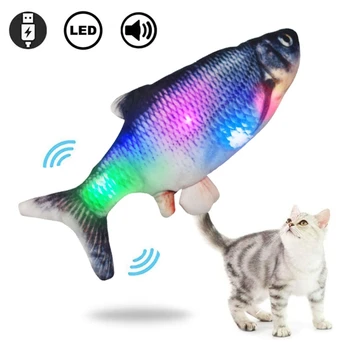 30 CM Elektronické Pet Mačka Hračka Elektrické Nabíjanie pomocou pripojenia USB, Simulácia Ryby Hračky pre Psa, Mačku, Žuvanie Farebné Svetlo + Hudba
