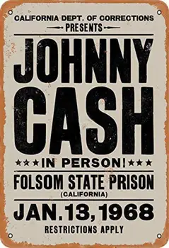 Johnny Cash osobne Folsom Štátu Väzenia Retro Kovov Cín Prihlásiť Vintage Hliník označenie pre Domáce Káva Stenu Decor opasok 8x12 Palec