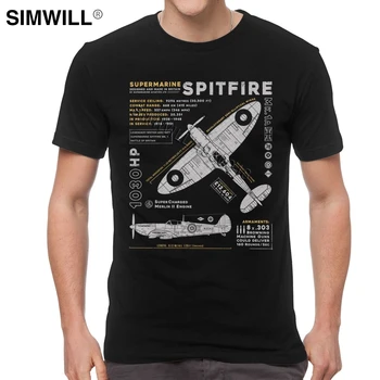 Vintage Supermarine Spitfire MK 1 T Shirt Mužov Bavlnené Tričko Krátky Rukáv Stíhacieho Lietadla WW2 Vojny Pilot Lietadlo Lietadlo T-Shirt Darček