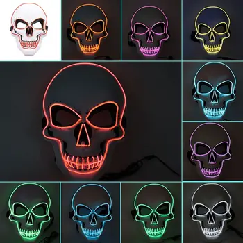 Halloween Masky Unisex LED Maske rozsvieti PVC Strany Masky Neon Maska Cosplay V Tme Masque Svetelný Hračka