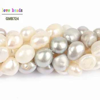 9-10 mm Prírodná Biela Sivá Nepravidelný Sladkovodné Perly Korálky pre Šperky, Takže Diy Perlový Náhrdelník Náramok Šperky 15