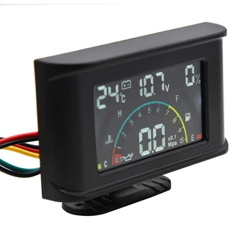 4 V 1 LCD Alarm Rozchod Meter s Senzory Volt Rozchod Napätie 12V 24V tlakomer pre Auto Auto Truck Vody Dočasný Rozchod 1/8 NPT