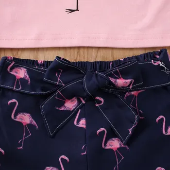 Pudcoco Roztomilý Flamingo Tlač Dieťa Dievča Oblečenie Nastaviť, Batoľa, Dieťa Topy T-shirt Prehrabať Šortky, Nohavice Letné Bavlna deti Oblečenie
