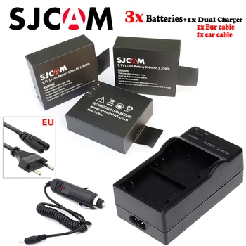 3ks Pôvodné SJCAM batérie + sj4000 nabíjačka pre sj 4000 sj 7000 wi-fi sj6000 sj7000 4k sj9000 VZDUCHU eken SJ5000x elite