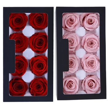 8PCs/BOX Vysokej Kvality Konzervované Rose Box Nesmrteľný Ruže Kvet DIY Materiál Veľkoobchod Kvet Prírodné Večný Sušené kvety Úroveň A