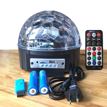 Bluetooth Diaľkové Ovládanie Crystal Ball 9 Farba LED Disco Ball Strany Svetlá Aktivované Zvukom DJ Stage Svetlá pre Narodeniny Bar Strany