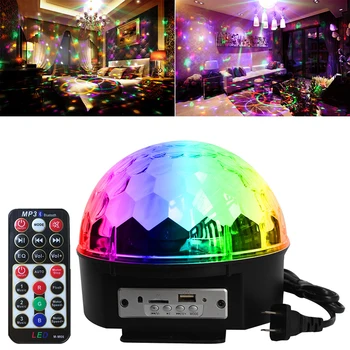 Bluetooth Diaľkové Ovládanie Crystal Ball 9 Farba LED Disco Ball Strany Svetlá Aktivované Zvukom DJ Stage Svetlá pre Narodeniny Bar Strany