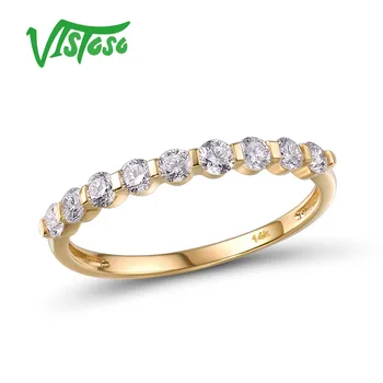 VISTOSO Zlatý Prsteň Pre Ženy, Skutočné 14K 585 Žlté Zlato Krúžok Iskrivý Diamant Sľub Zásnubné Prstene Výročie Jemné Šperky