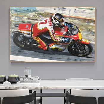 Motorsport Výtvarné Umenie Plagátu A Vytlačí Olejomaľba Na Plátne Motocykel Závodná Obrázok Moderné Nástenné Dekorácie Cuadros