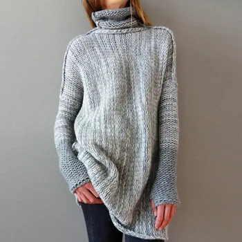 Sivý sveter ženy zimné turtleneck kórejský top dievčatá oblečenie dlho harajuku dámske svetre 2018 patchwork pulóvre