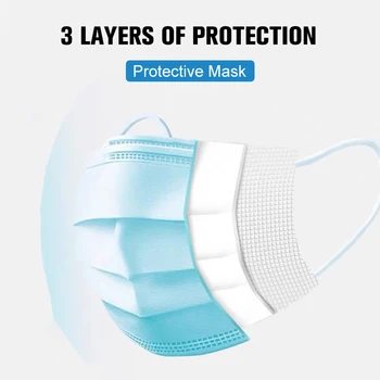 Disposable non-tkané 3-vrstvový maska proti prachu bezpečnosti priedušná maska pre dospelých ucho-namontovaný filter maska