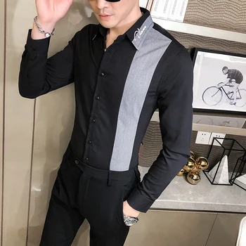 Nové Jeseň Tričko Muži Móda Rôznorodému Dizajnu, Dlhý Rukáv Mužov Ležérne Košele kórejský Slim Fit Business Formálne oblečenie Blúzka Mužov 3XL