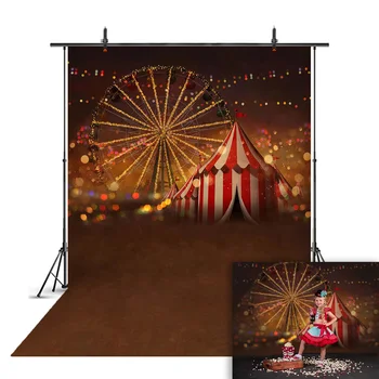 Cirkus stan kulisu pre fotografovanie Ruské koleso bokeh lesk foto pozadie detí, narodeniny foto cirkus narodeniny dekor