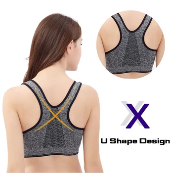Fitness Push Up Podprsenka Pre Ženy, Predný Zips Sexy Šok Dôkaz Bezdrôtový Plus Veľkosť XL Pohodlné Intimates Dámy bielizeň Bralette