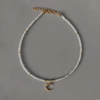 Trendy krátke korálkový náhrdelník hand-made nádherné moon-shape choker príveskom pre ženy kúzlo Šperky, Darčeky Veľkoobchod Multicolor
