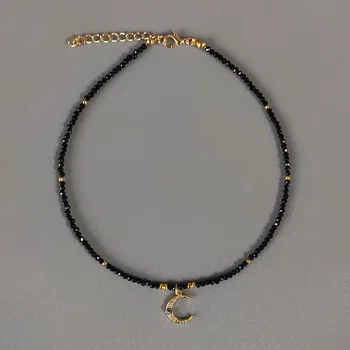 Trendy krátke korálkový náhrdelník hand-made nádherné moon-shape choker príveskom pre ženy kúzlo Šperky, Darčeky Veľkoobchod Multicolor