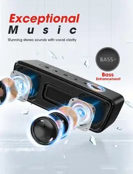 Mpow R6 Bezdrôtová Prenosný Reproduktor IPX7 Nepremokavé Basové Hi-Fi Stereo Soundbar Speaker Pre Home/Strana/Piknik