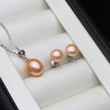Módne biela Sladkovodné Perly Šperky Set pre Ženy,Svadobné Pearl Šperky, Prívesok, Náušnice Výročie Mama Narodeniny Darček