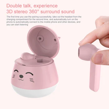 Mini Roztomilý TWS Bluetooth Bezdrôtové Slúchadlá S Mikrofónom, Stereo Bass Music Slúchadlá Dievčatá, Deti Prilby S Účtovať Prípade Darček