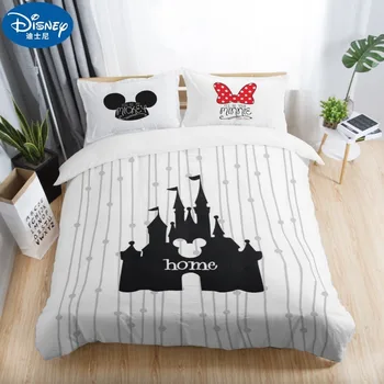Disney posteľná bielizeň Nastaviť Mickey mouse Deti Roztomilý Perinu Pár svadobné Deka Nastaviť Dospelých Manželskou Posteľou Listy darček