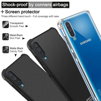 Imak Prípade, Airbag Shockproof Zadný Kryt pre Samsung Galaxy A70 Mäkké Silikónové Krytie Matte Black
