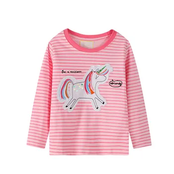 2021 Jednorožec T Shirt Dievčatá T-shirt Long Sleeve Deti Topy Princezná Tričko Jeseň Unicornio T-shirts Licorne Koszulki Deti Oblečenie