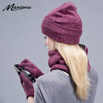 Baldauren tri - kus hot štýl teplé zimné klobúk, šatku dotykový displej rukavice ženy zimné klobúk a šatku nastaviť