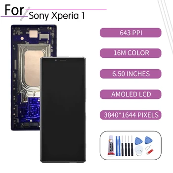 PÔVODNÝ Pre SONY Xperia 1 Dotykový LCD Displej Digitalizátorom. Montáž Pre Sony Xperia 1 Zobrazenie withFrame Nahradenie J8110 J8170 J9110