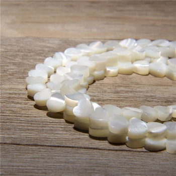 6 mm 8 mm Biela Prírodná perleť Shell Milujúce Srdce Broskyňa Srdce Korálky pre DIY Šperky Robiť 15