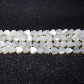 6 mm 8 mm Biela Prírodná perleť Shell Milujúce Srdce Broskyňa Srdce Korálky pre DIY Šperky Robiť 15