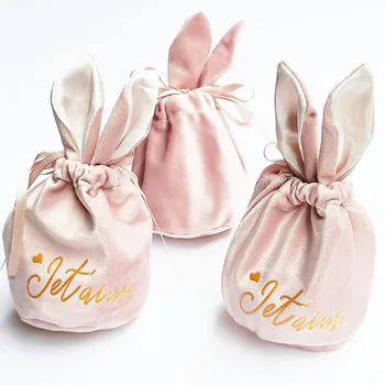 Nové darčeka Králik Velvet darčekové Tašky pre Svadobné Party Láskavosti Roztomilý Sladkosti tašky Baby Sprcha Narodeniny Čokoláda Boxy Obaly