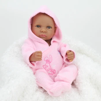 NPKDOLL 10 cm 25 cm Mini Baby Reborn African American Baby Doll Čierny Dievča Plné Silikónové Telo Reborn Bábiky Baby Pre Dievčatá