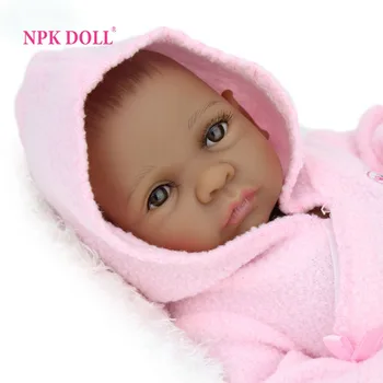 NPKDOLL 10 cm 25 cm Mini Baby Reborn African American Baby Doll Čierny Dievča Plné Silikónové Telo Reborn Bábiky Baby Pre Dievčatá